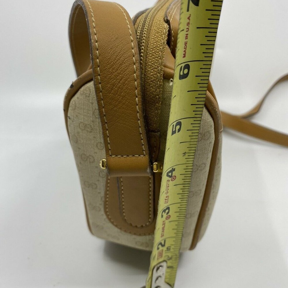 GUCCI Vintage Beige Coated Canvas/ Leather Crossbo - Picture 4 of 12